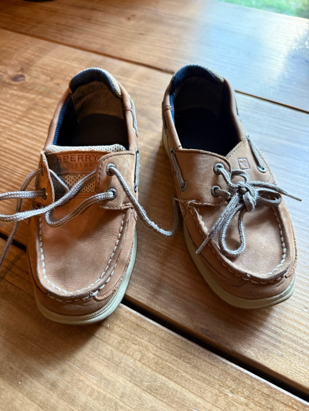 Sperry Tan Leather Moc Toe Boat Shoes